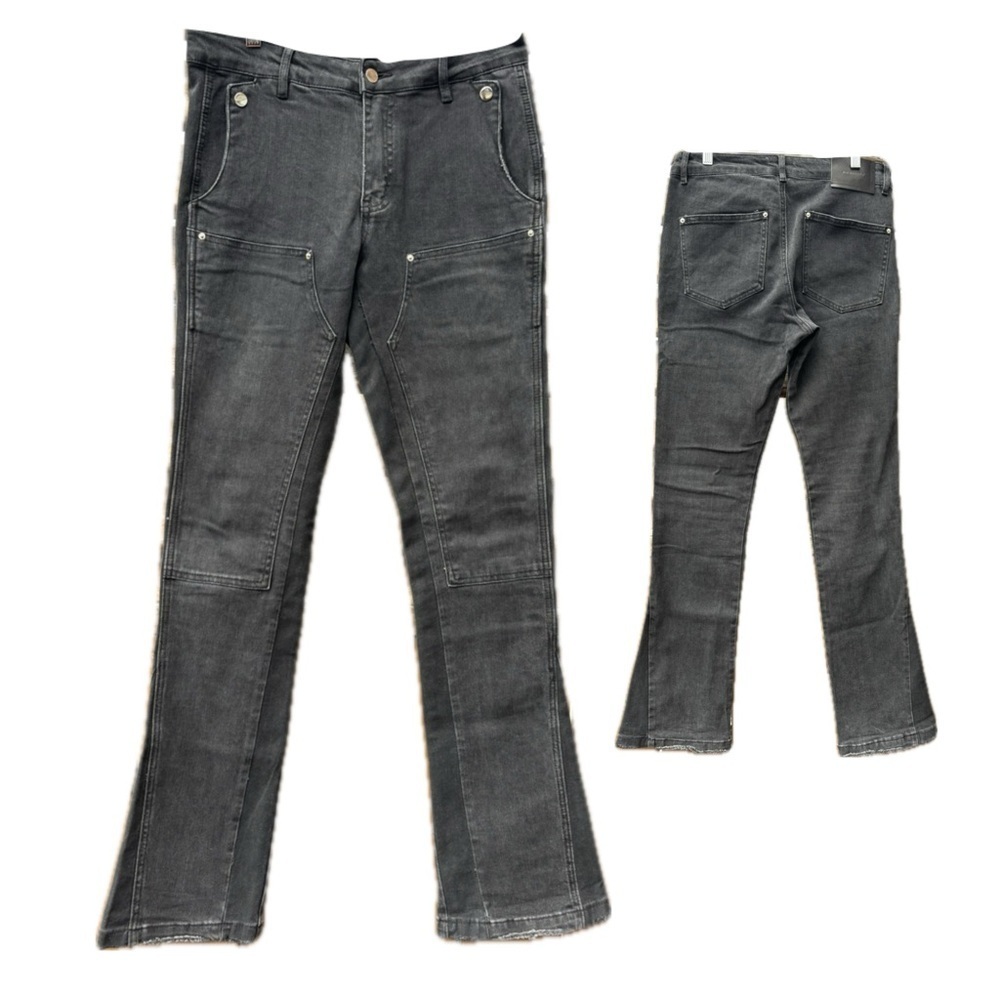 Ask Yurself Black Phrase Flare Carpenter Denim Men's Jeans 30 X 32